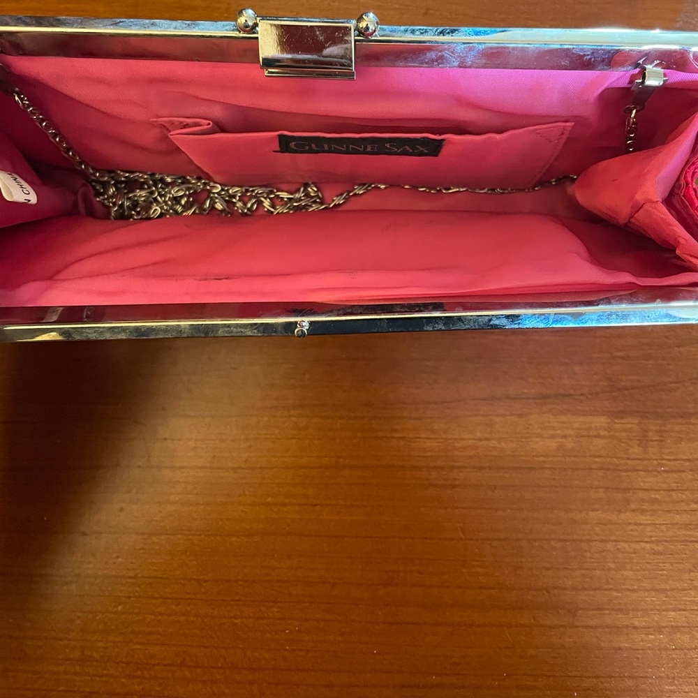Hot pink colored satin clutch purse